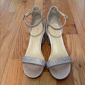 Betsey Johnson Glittering Silver Ankle Strap Heels